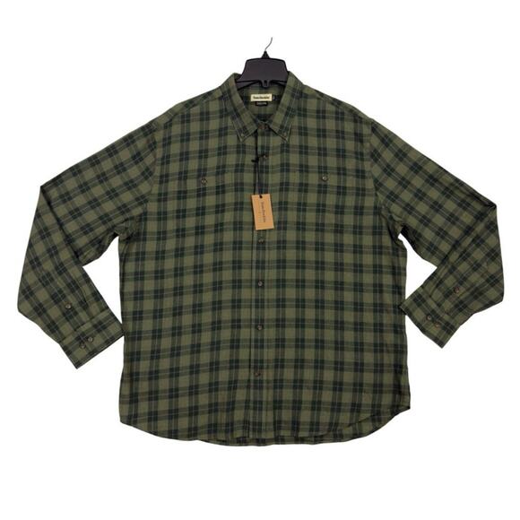 Tom Beckbe Mens Button Up Shirt XXL Green Plaid Brushed Cotton Twill Outdoor NWT - Picture 11 of 12